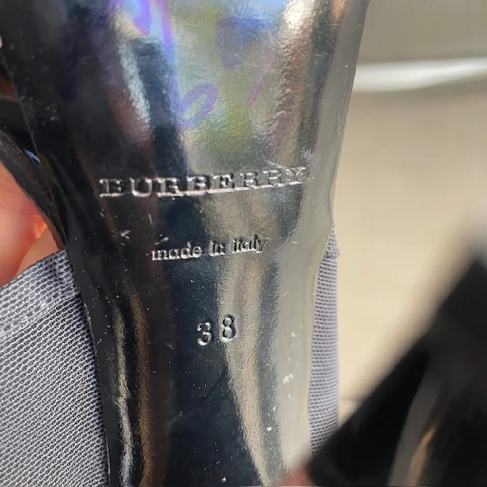 Burberry Black Ankle Wrap Heels Mesh EUC - Picture 11 of 13